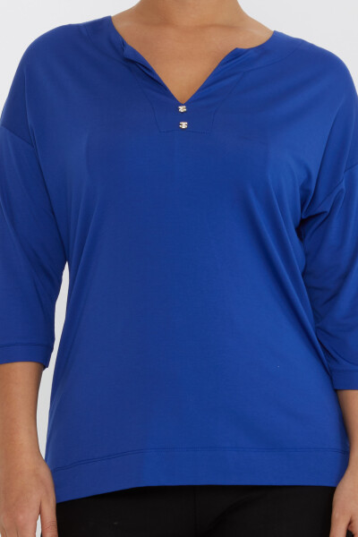 Bluse mit V-Ausschnitt, Stoned Saxe – 80029 | KAZEE (3er-Set L-XL-2XL) - 3