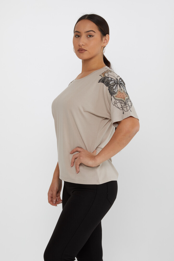 Blusenärmel mit Schmetterlingsmuster und Steinstickerei in Nerzoptik – 79613 | KAZEE (4er-Set M-L-XL-2XL) - 2