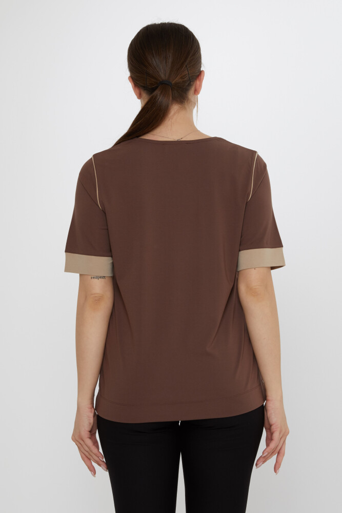 Bluz Bisiklet Yaka Kahve - 80028 | KAZEE (3'lü Set M-L-XL) - 5