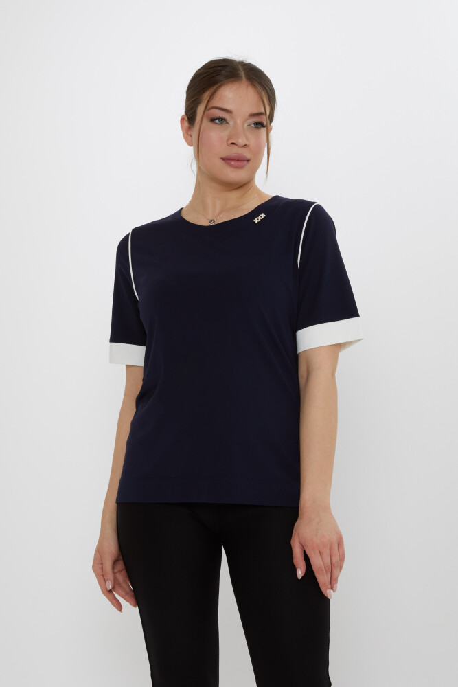 Bluz Bisiklet Yaka Lacivert - 80028 | KAZEE (3'lü Set M-L-XL) - 2