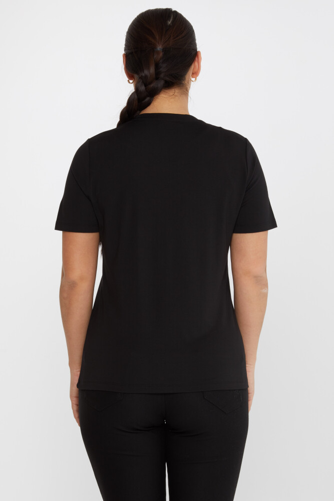 Bluz Çiçek Nakışlı Siyah - 79929 | KAZEE (3'lü Set M-L-XL) - 5