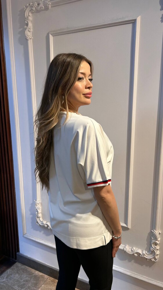 Bluz Çizgi Detaylı Ekru - 80072 | KAZEE (3'lü Set M-L-XL) - 4