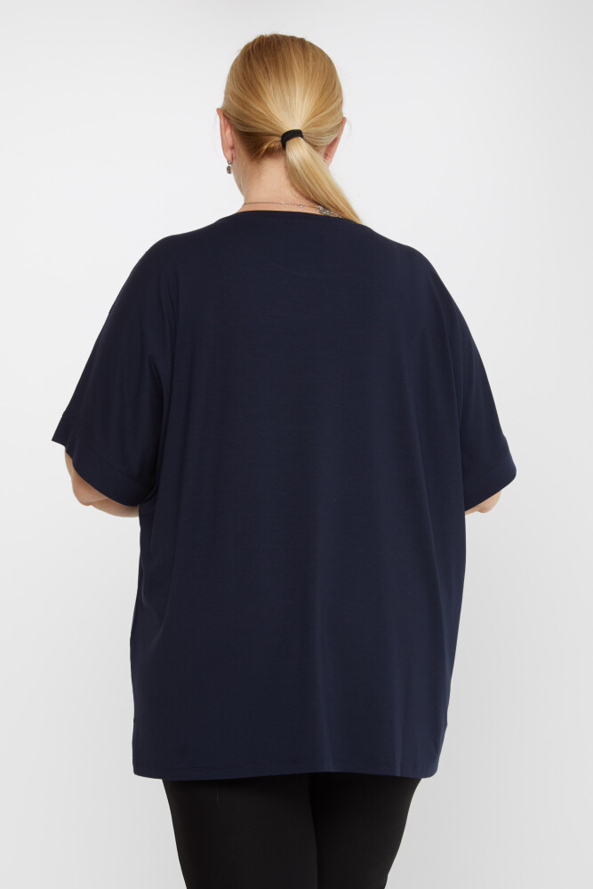 Bluză cu mânecă scurtă cu decolteu triplu Bleumarin - 79629 | KAZEE (Set de 4 M-L-XL-2XL) - 3