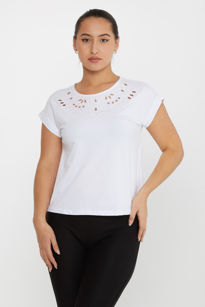 Bluz Delik Detaylı Ekru - 79872 | KAZEE (4'lü Set S-M-L-XL) - 2
