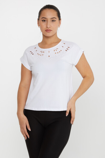 Bluz Delik Detaylı Ekru - 79872 | KAZEE (4'lü Set S-M-L-XL) - 2