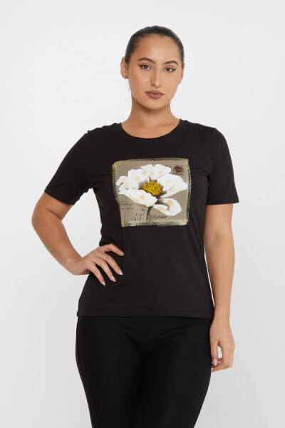 Bluz Desenli Siyah - 79913 | KAZEE (4'lü Set M-L-XL-2XL) - Kazee