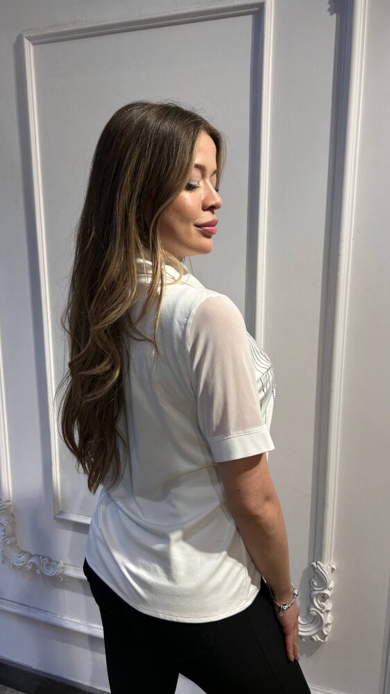 Bluz Düğme Detaylı Ekru - 80185 | KAZEE (3'lü Set M-L-XL) - 4