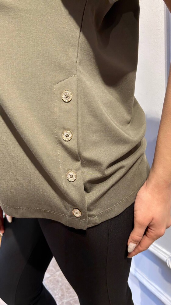 Bluz Düğme Detaylı Haki - 79998 | KAZEE (3'lü Set M-L-XL) - 4