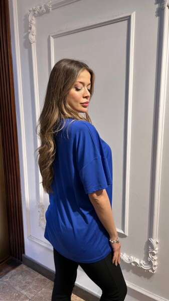 Bluz Düğme Detaylı Saks - 79998 | KAZEE (3'lü Set M-L-XL) - 3