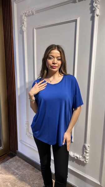 Bluz Düğme Detaylı Saks - 79998 | KAZEE (3'lü Set M-L-XL) - Kazee