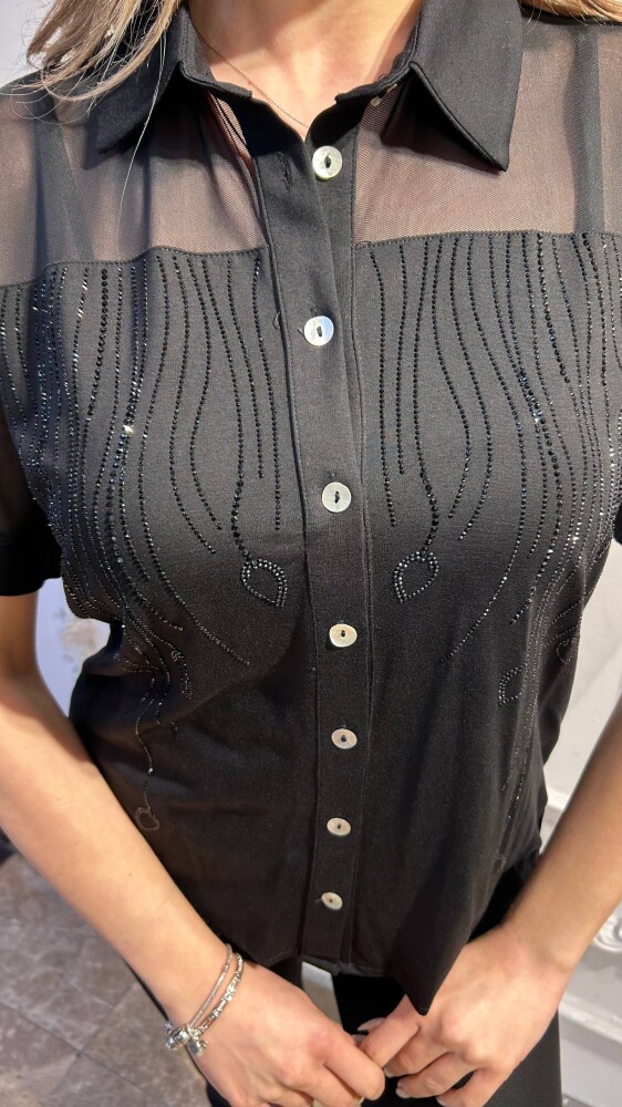 Bluz Düğme Detaylı Siyah - 80185 | KAZEE (3'lü Set M-L-XL) - 3