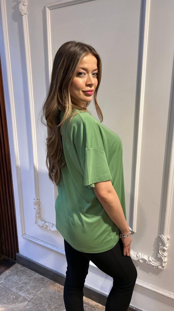 Bluz Düğme Detaylı Yeşil - 79998 | KAZEE (3'lü Set M-L-XL) - 4