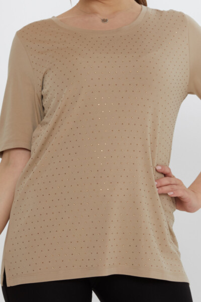Bluz Kısa Kollu Bej - 80033 | KAZEE (3'lü Set M-L-XL) - 3