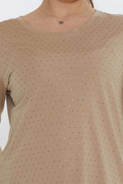 Bluz Kısa Kollu Bej - 80033 | KAZEE (3'lü Set M-L-XL) - 4