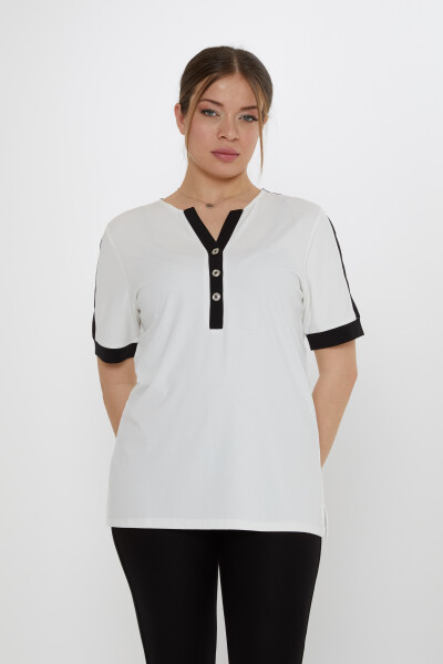 Bluz Kısa Kollu Ekru - 80024 | KAZEE (3'lü Set M-L-XL) - KAZEE 