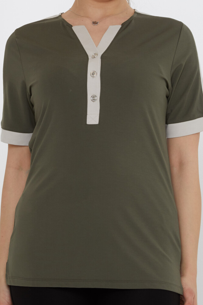 Bluz Kısa Kollu Haki - 80024 | KAZEE (3'lü Set M-L-XL) - 3