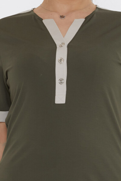 Bluz Kısa Kollu Haki - 80024 | KAZEE (3'lü Set M-L-XL) - 4