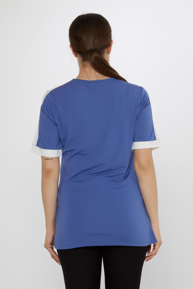 Bluz Kısa Kollu İndigo - 80024 | KAZEE (3'lü Set M-L-XL) - 6