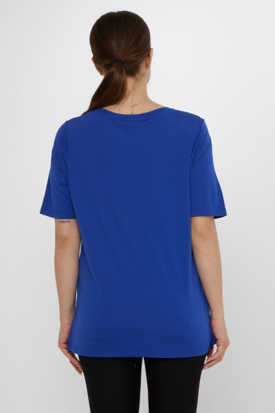 Bluz Kısa Kollu Saks - 80033 | KAZEE (3'lü Set M-L-XL) - 6