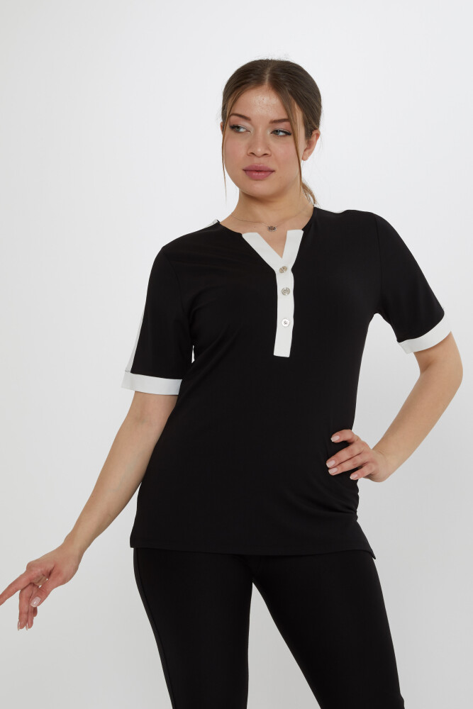Bluz Kısa Kollu Siyah - 80024 | KAZEE (3'lü Set M-L-XL) - 1