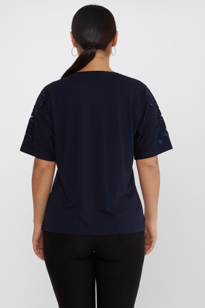 Bluz Kolları Nakışlı Lacivert - 79916 | KAZEE (4'lü Set L-XL-2XL-3XL) - 5