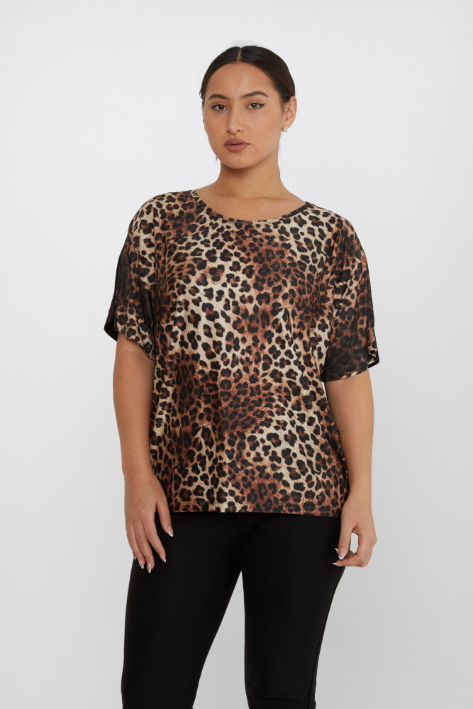 Bluz Leopar Desenli Siyah - 80106 | KAZEE (3'lü Set S-M-L) - 2