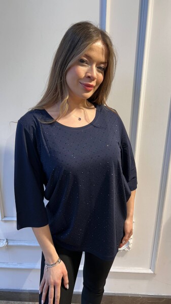 Bluz Leopar Detaylı Lacivert - 80041 | KAZEE (3'lü Set L-XL-2XL) - 3