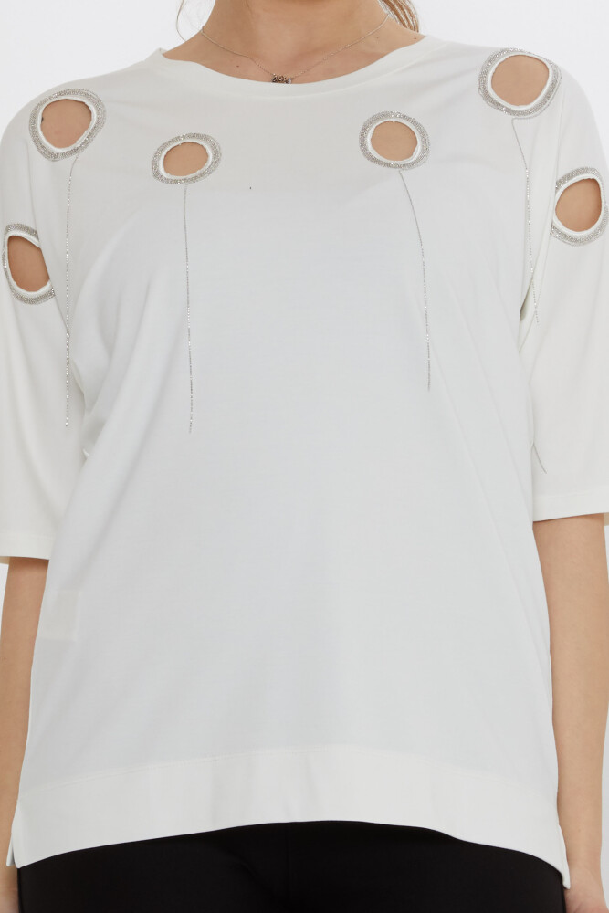 Bluz Pencere Detaylı Ekru - 80075 | KAZEE (3'lü Set M-L-XL) - 3