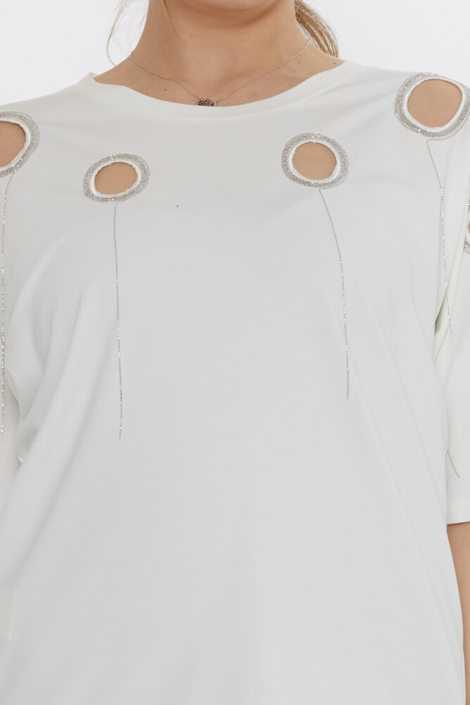 Bluz Pencere Detaylı Ekru - 80075 | KAZEE (3'lü Set M-L-XL) - 4