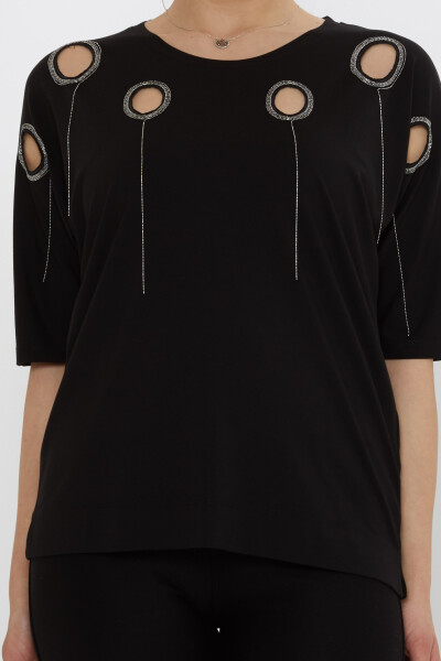 Bluz Pencere Detaylı Siyah - 80075 | KAZEE (3'lü Set M-L-XL) - 3