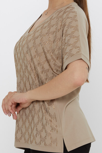 Bluz Taş İşlemeli Bej - 80007 | KAZEE (3'lü Set L-XL-2XL) - 5