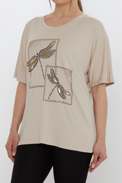 Bluz Taş İşlemeli Bej - 80120 | KAZEE (3'lü Set M-L-XL) - 3