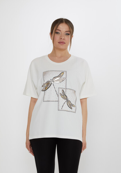 Bluz Taş İşlemeli Ekru - 80120 | KAZEE (3'lü Set M-L-XL) - Kazee (1)