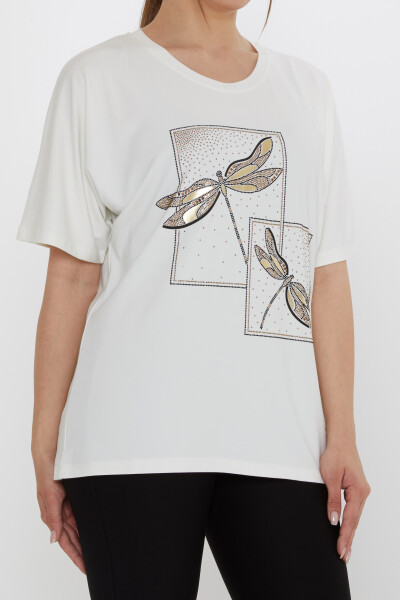 Bluz Taş İşlemeli Ekru - 80120 | KAZEE (3'lü Set M-L-XL) - 3