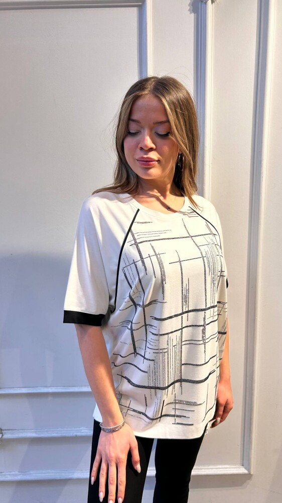 Bluz Taş İşlemeli Ekru - 80181 | KAZEE (3'lü Set M-L-XL) - 2