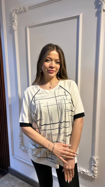 Bluz Taş İşlemeli Ekru - 80181 | KAZEE (3'lü Set M-L-XL) - Kazee