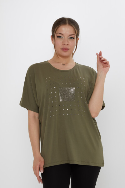 Bluz Taş İşlemeli Haki - 79603 | KAZEE (4'lü Set L-XL-2XL-3XL) - KAZEE 