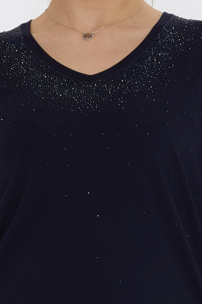 Bluz Taş İşlemeli Lacivert - 80034 | KAZEE (3'lü Set M-L-XL) - 4
