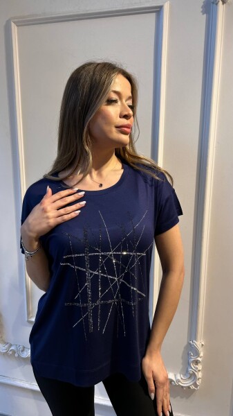 Bluz Taş İşlemeli Lacivert - 80199 | KAZEE (3'lü Set M-L-XL) - Kazee (1)