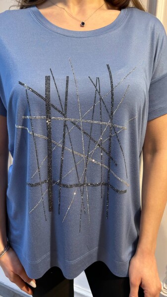 Bluz Taş İşlemeli Mavi - 80199 | KAZEE (3'lü Set M-L-XL) - 3