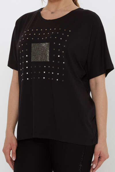Bluz Taş İşlemeli Siyah - 79603 | KAZEE (4'lü Set L-XL-2XL-3XL) - 4