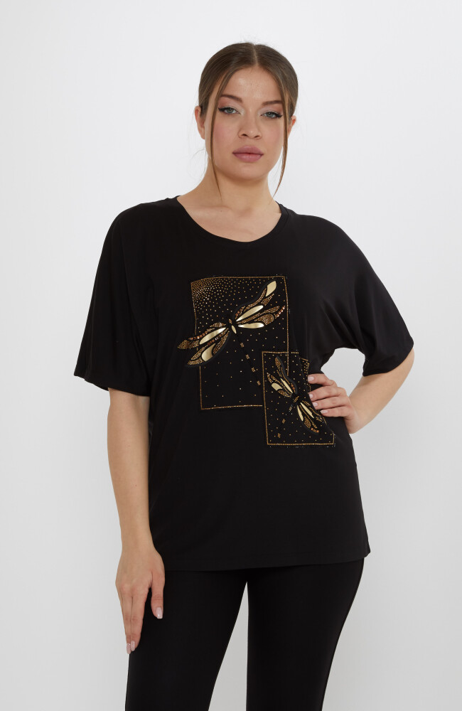 Bluz Taş İşlemeli Siyah - 80120 | KAZEE (3'lü Set M-L-XL) - 1