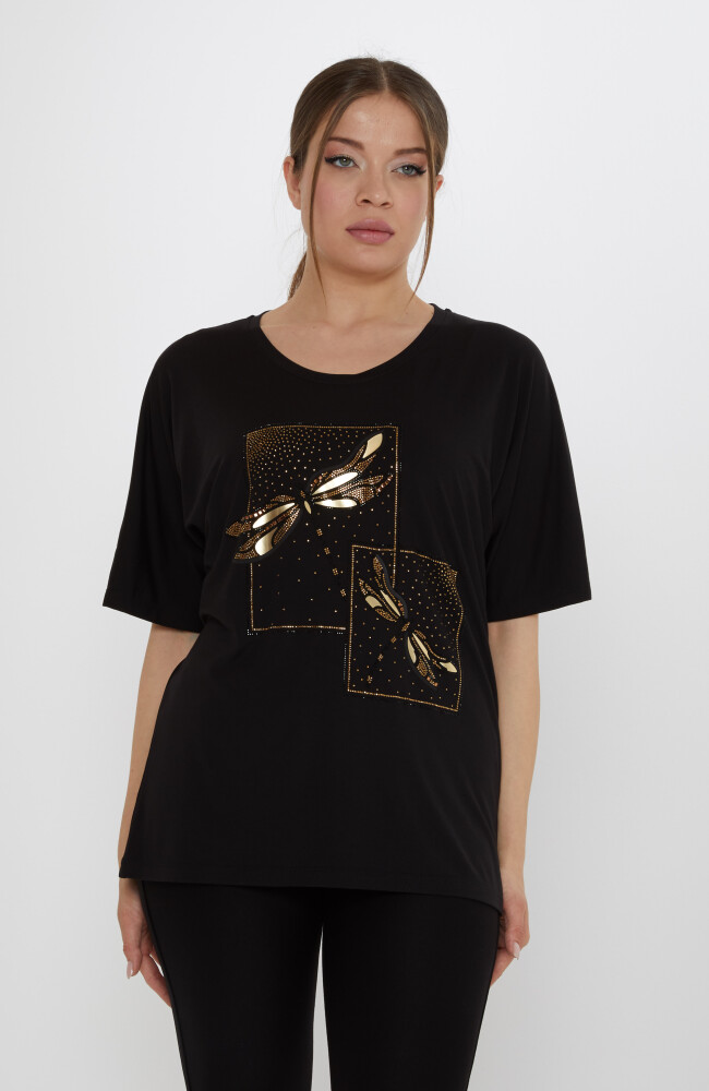 Bluz Taş İşlemeli Siyah - 80120 | KAZEE (3'lü Set M-L-XL) - 2