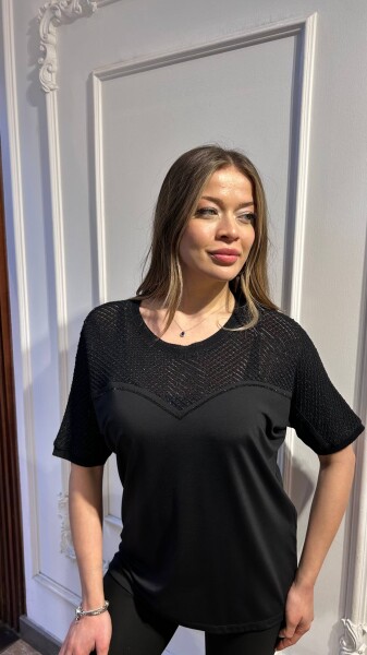 Bluz Taş İşlemeli Siyah - 80122 | KAZEE (3'lü Set M-L-XL) - KAZEE (1)