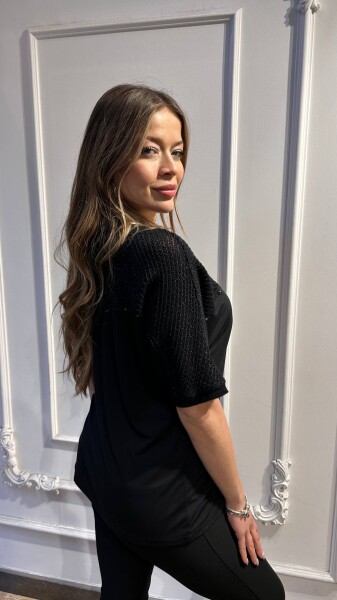 Bluz Taş İşlemeli Siyah - 80122 | KAZEE (3'lü Set M-L-XL) - 4