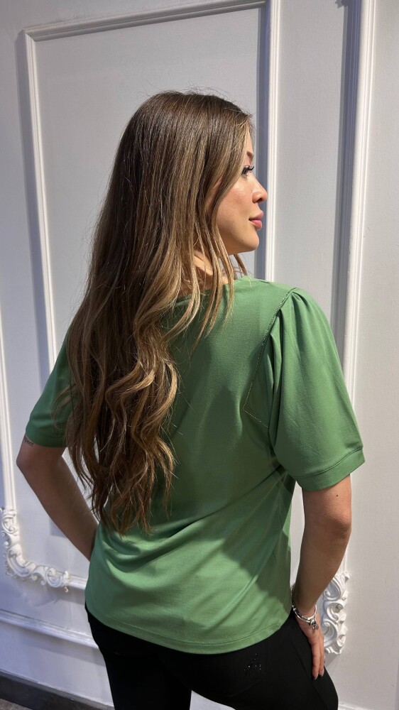 Bluz Taş İşlemeli Yeşil - 80068 | KAZEE (3'lü Set L-XL-2XL) - 4