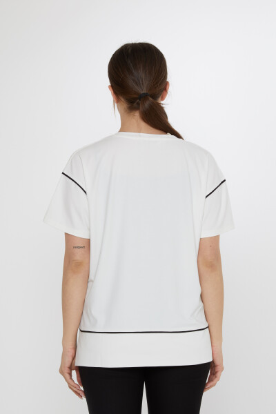 Bluz V Yaka Ekru - 80002 | KAZEE (3'lü Set M-L-XL) - 5