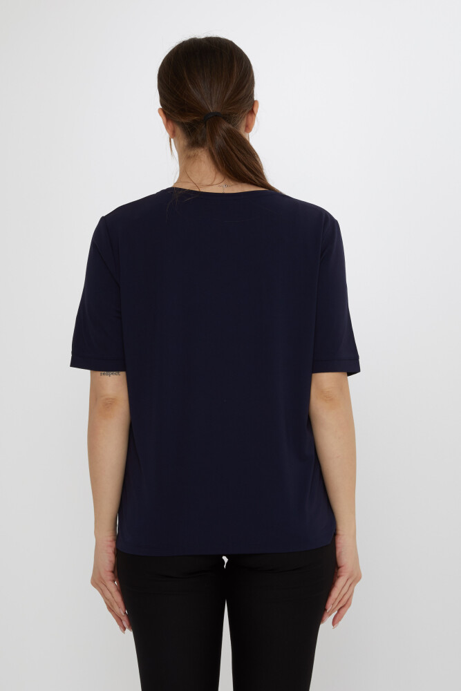 Bluz V Yaka Lacivert - 80044 | KAZEE (3'lü Set L-XL-2XL) - 6