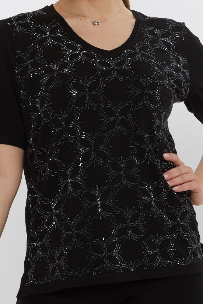 Bluz V Yaka Siyah - 80044 | KAZEE (3'lü Set L-XL-2XL) - 3