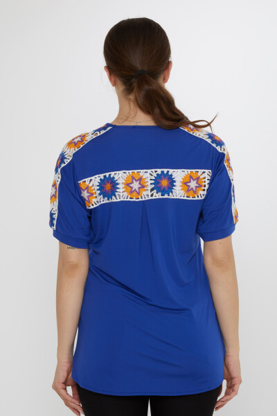 Bluz Yıldız Örgülü Saks - 80042 | KAZEE (3'lü Set M-L-XL) - 6